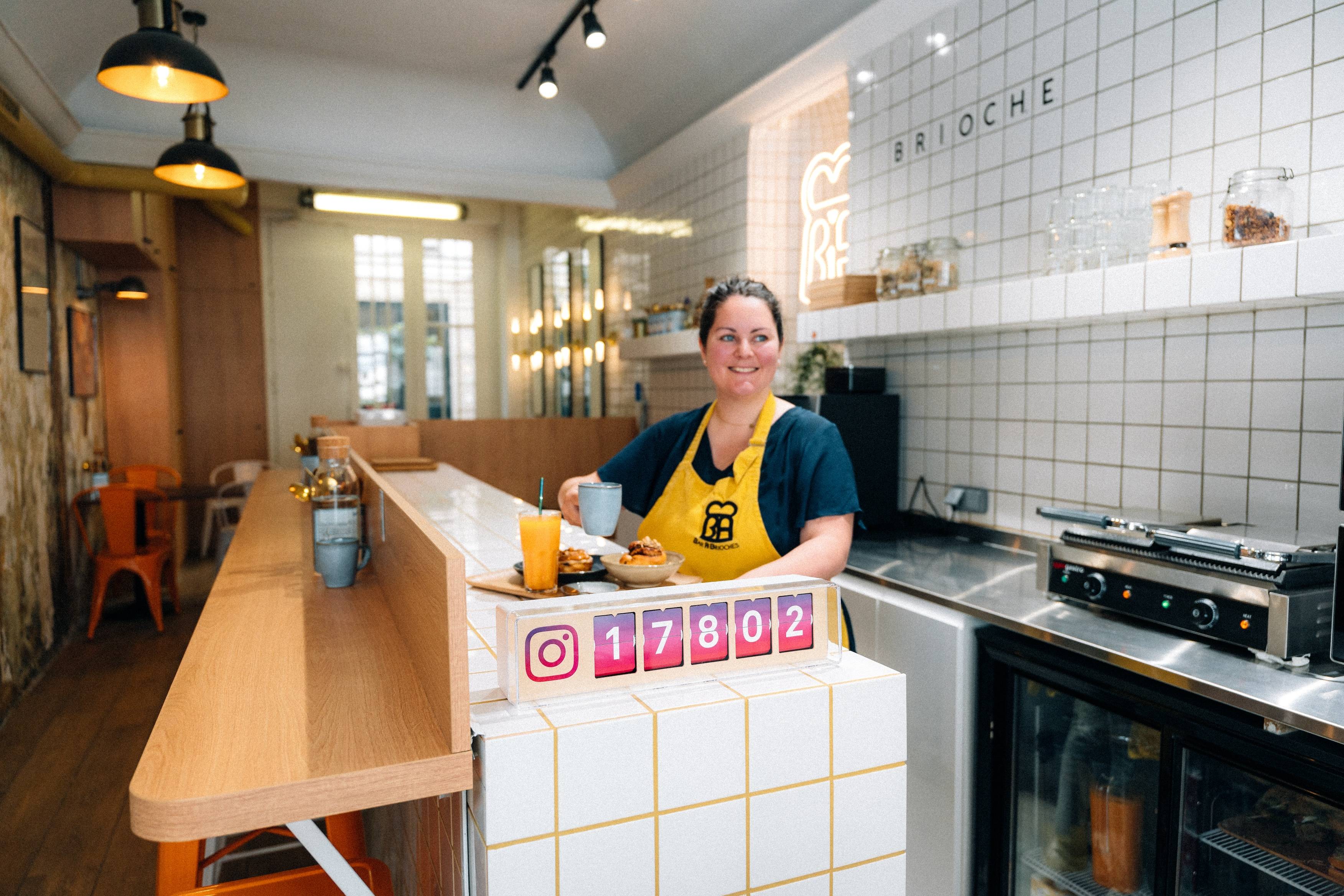 Smiirl Instagram Counter in a fast casual