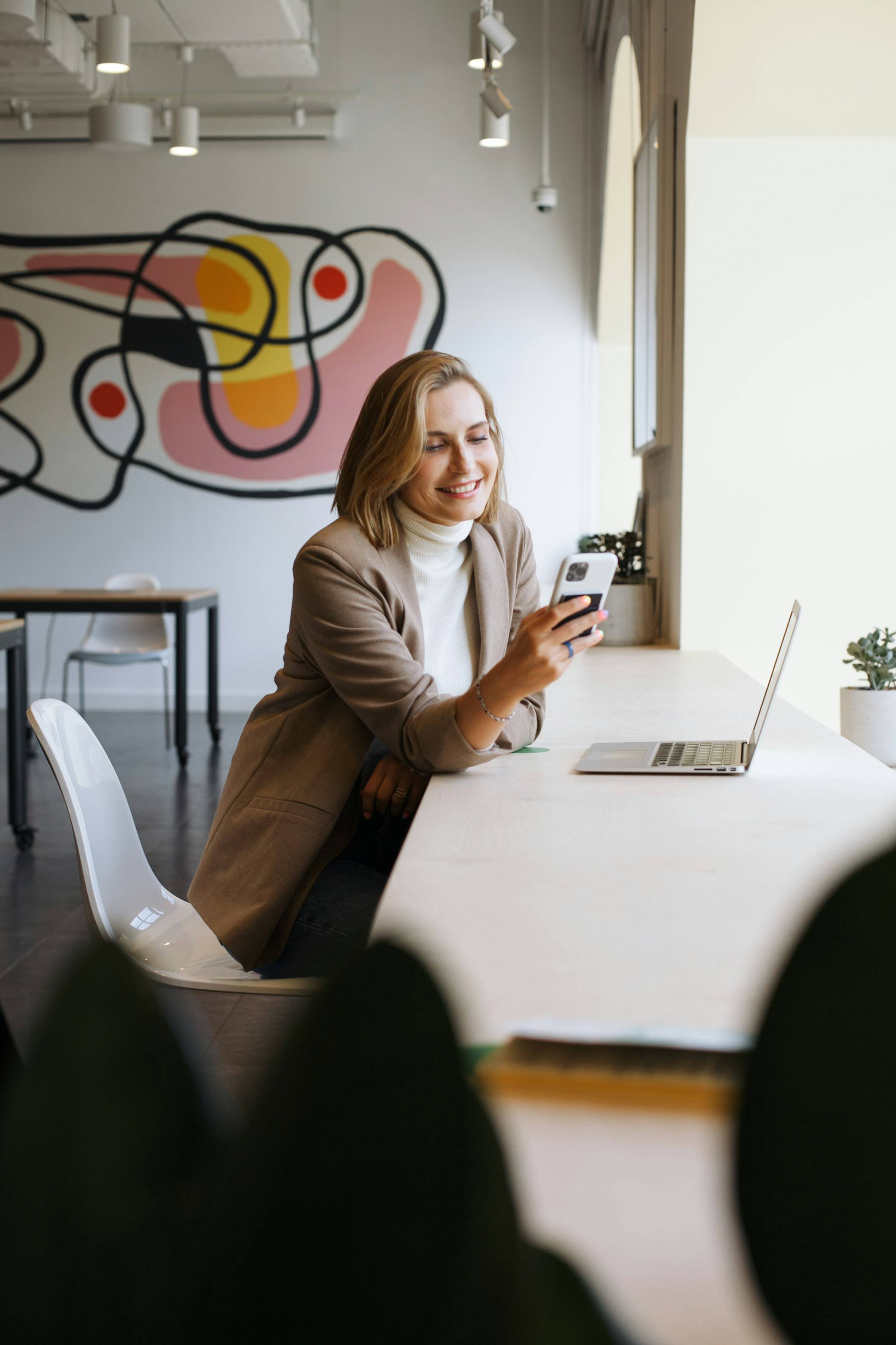 Woman engage on social media